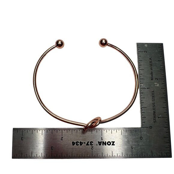 Minimalist Rose Gold Tone Knot Cuff Bracelet Open Bangle Jewelry Gift Women - Picture 5 of 8